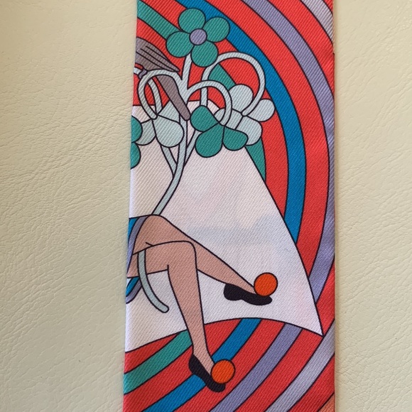 💖 Hermes Carres Volants Twilly in Grenadine / Blanc / Bleu - Picture 8 of 13